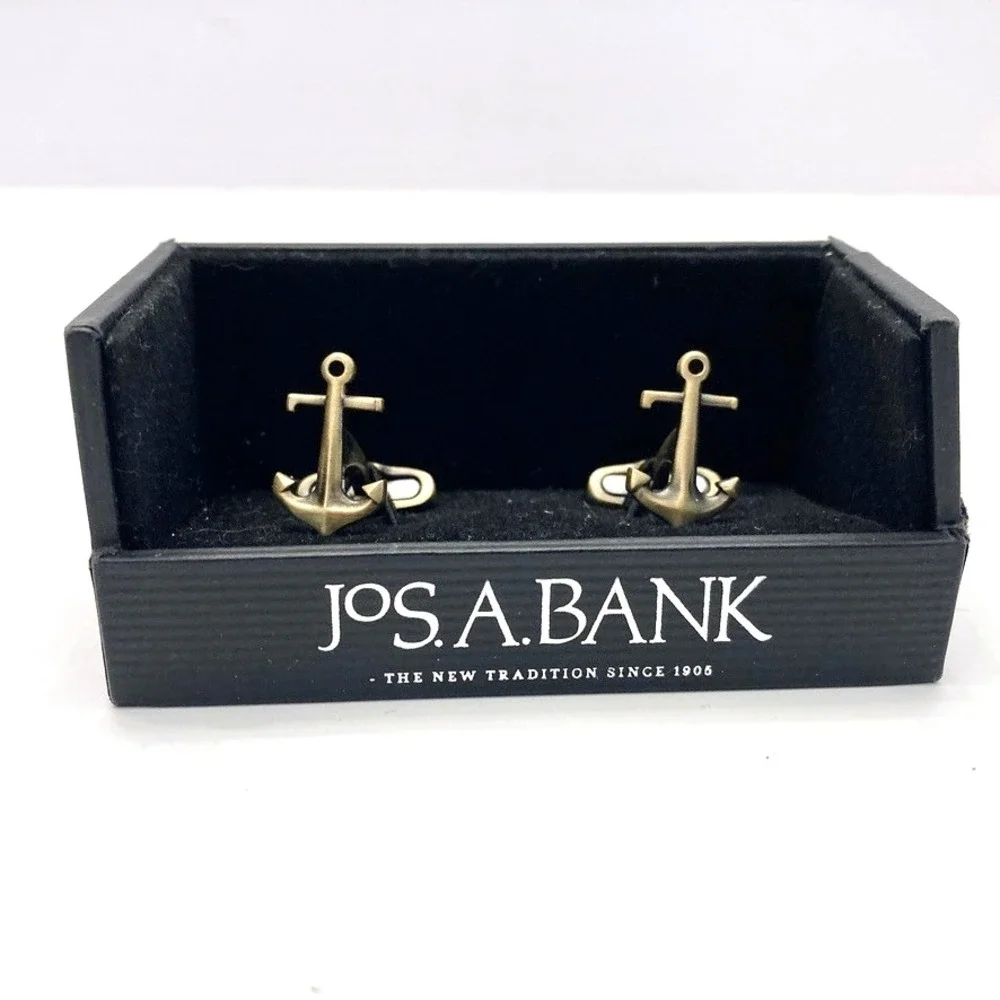 Jos. A. Bank Cufflinks Anchors Antique Brass Color Navy‎ Sailing Boat